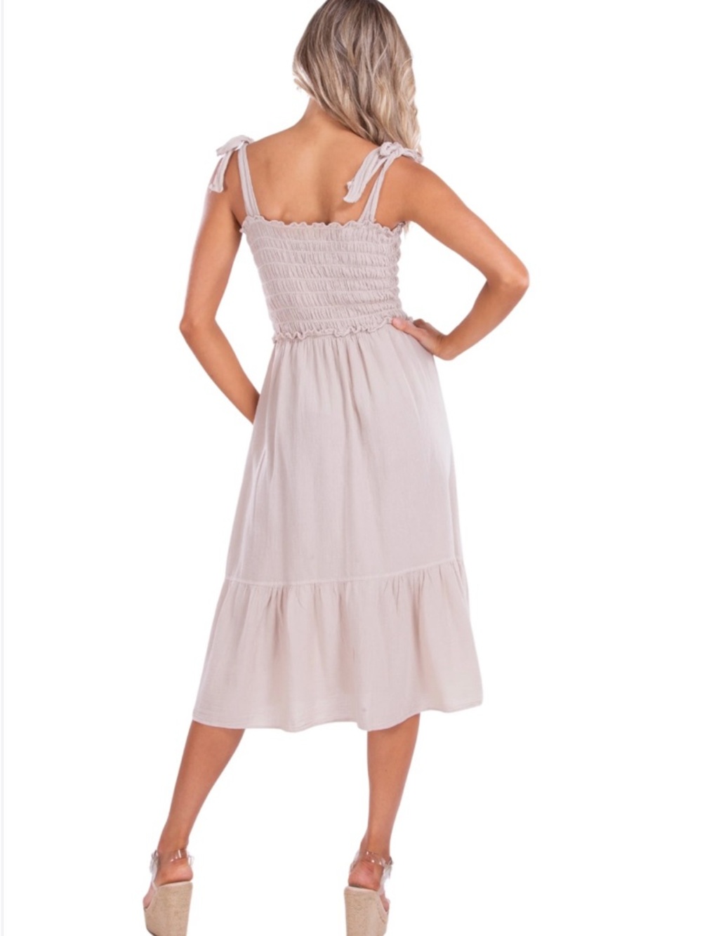 SEASPICE SMOCKED MIDI DRESS - 100% PERUVIAN COTTON - NWT